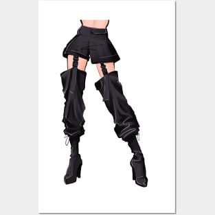 Female figure in trendy black pants and boots Posters and Art